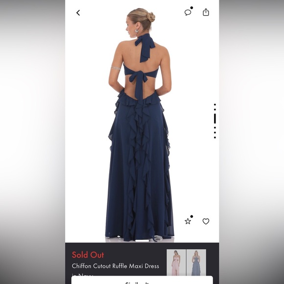 Lucy in the Sky - Chiffon Cutout Ruffle Maxi Dress in Blue (Navy) - Picture 1 of 3